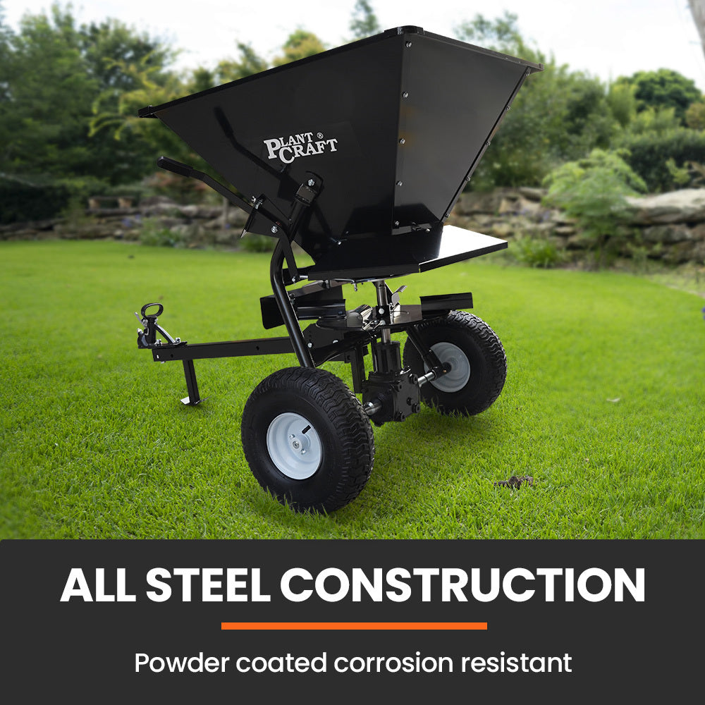 160L Tow Behind Broadcast Spreader, 158kg Load Capacity, Heavy Duty Design