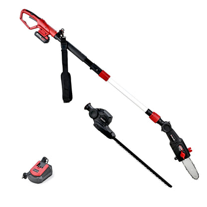 20V Cordless Pole Saw & Trimmer Combo, 0.2m Chainsaw, Telescopic Handle
