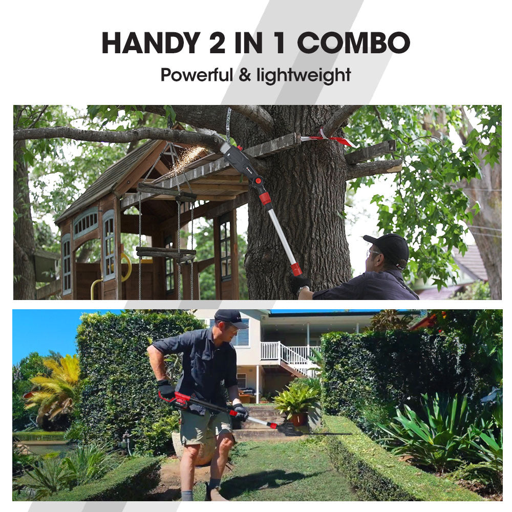 20V Cordless Pole Saw & Trimmer Combo, 0.2m Chainsaw, Telescopic Handle
