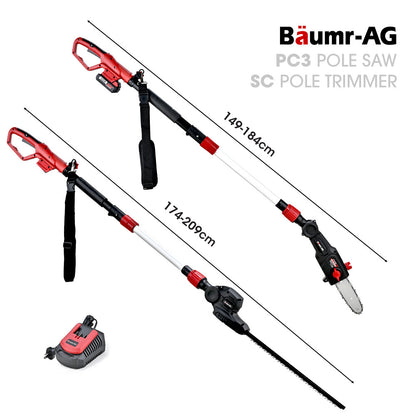 20V Cordless Pole Saw & Trimmer Combo, 0.2m Chainsaw, Telescopic Handle