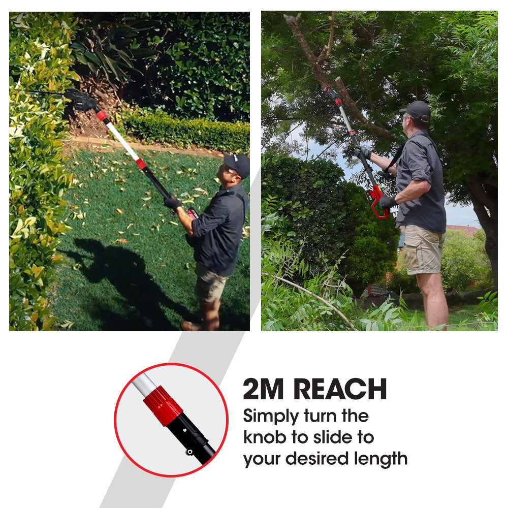 20V Cordless Pole Saw & Trimmer Combo, 0.2m Chainsaw, Telescopic Handle