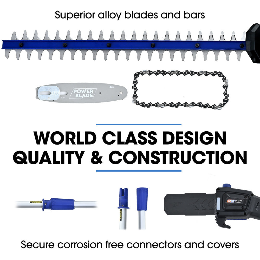 Cordless 20V Pole Saw & Hedge Trimmer Kit with 3m Reach and Battery Included