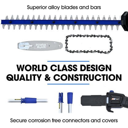 Cordless 20V Pole Saw & Hedge Trimmer Kit with 3m Reach and Battery Included
