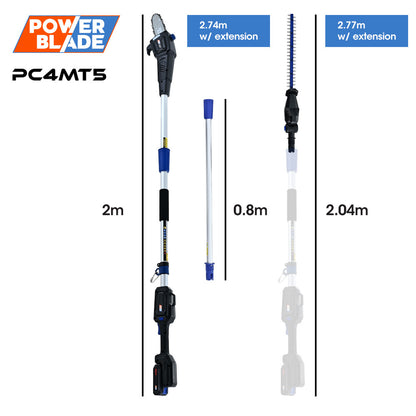 Cordless 20V Pole Saw & Hedge Trimmer Kit with 3m Reach and Battery Included