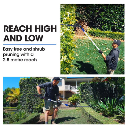 Cordless 20V Pole Saw & Hedge Trimmer Kit with 3m Reach and Battery Included