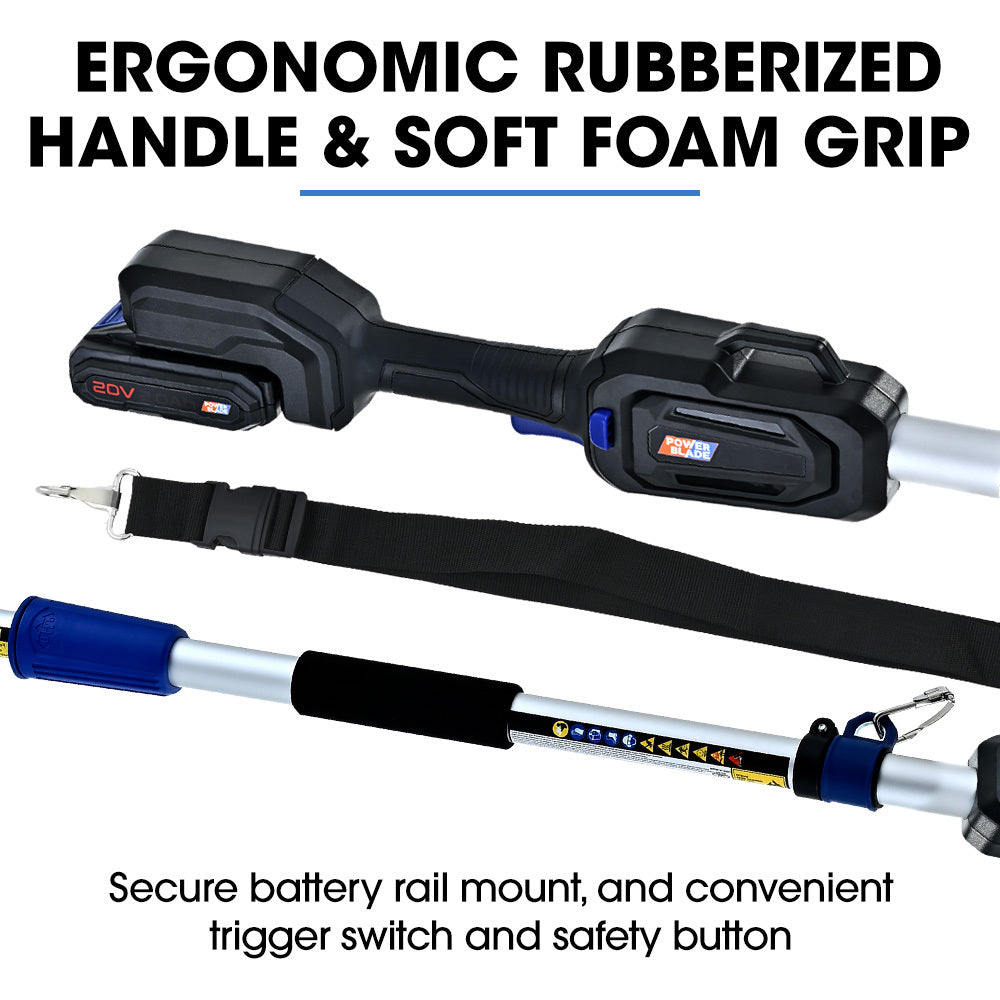 Cordless 20V Pole Saw & Hedge Trimmer Kit with 3m Reach and Battery Included