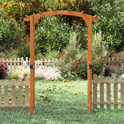 229 cm Garden Arch Wooden Arbor Outdoor Wood Trellis for Climbing Plants-Orange