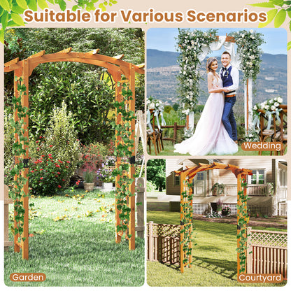 229 cm Garden Arch Wooden Arbor Outdoor Wood Trellis for Climbing Plants-Orange
