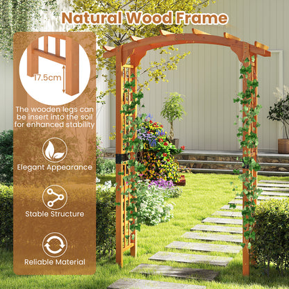 229 cm Garden Arch Wooden Arbor Outdoor Wood Trellis for Climbing Plants-Orange