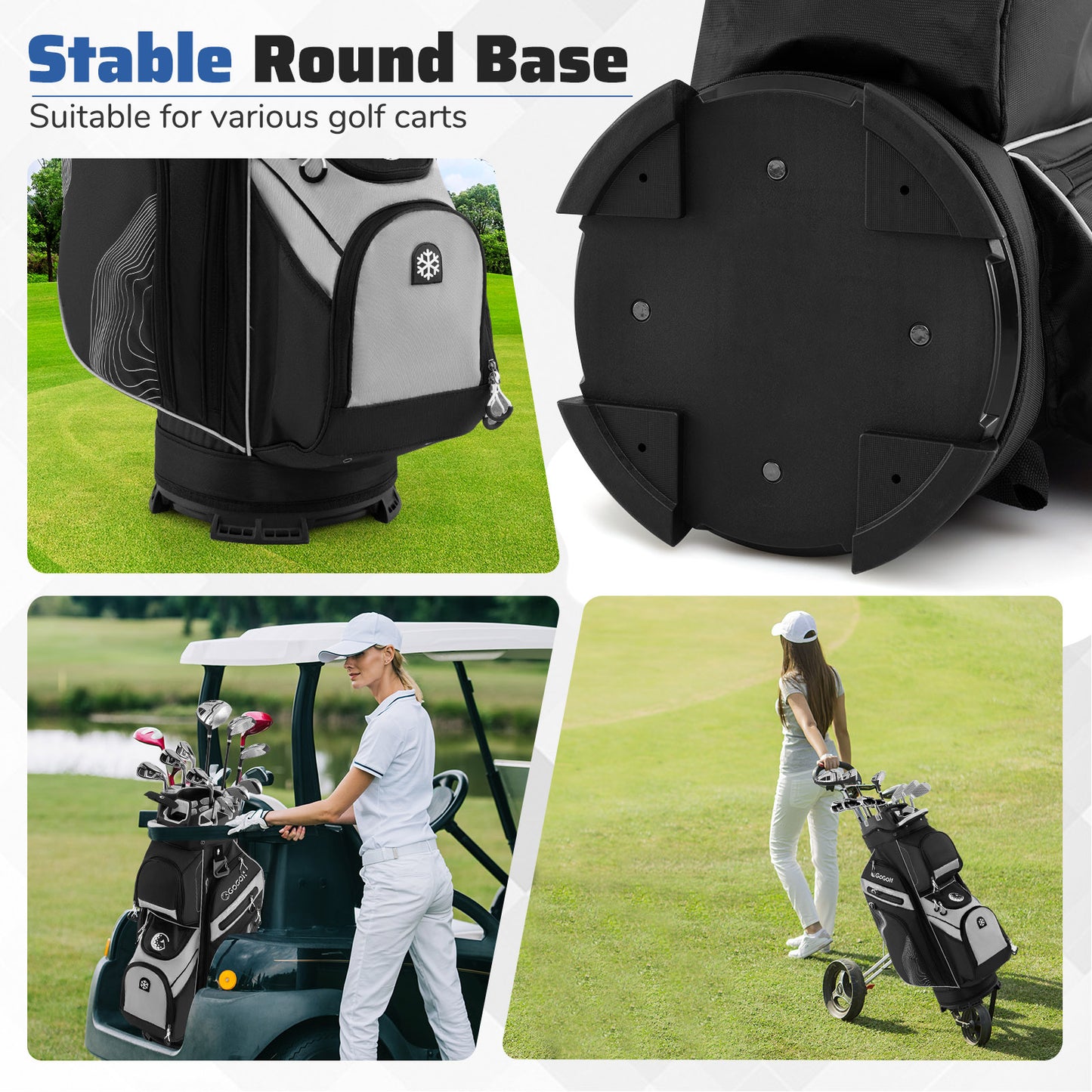 Golf Cart Bag Molded Lock Top Golf Bag with 14-Way Full Length Dividers-Grey
