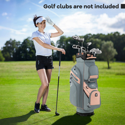 Golf Cart Bag Molded Lock Top Golf Bag with 14-Way Full Length Dividers-Light Pink