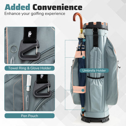 Golf Cart Bag Molded Lock Top Golf Bag with 14-Way Full Length Dividers-Light Pink