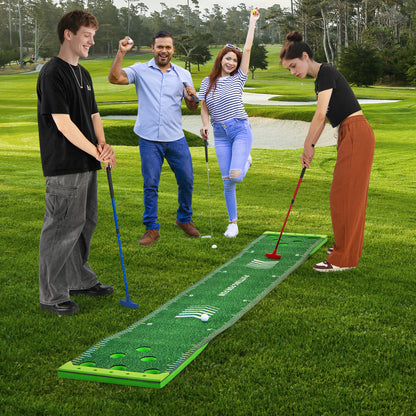 Golf Pong Game Set Portable Putting Green Mat