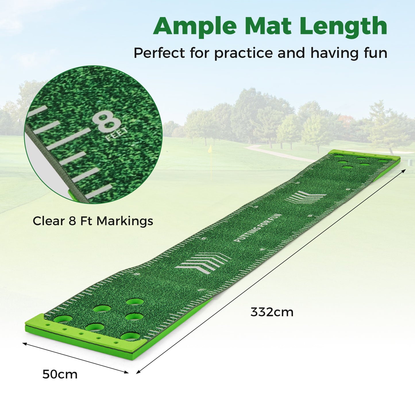 Golf Pong Game Set Portable Putting Green Mat