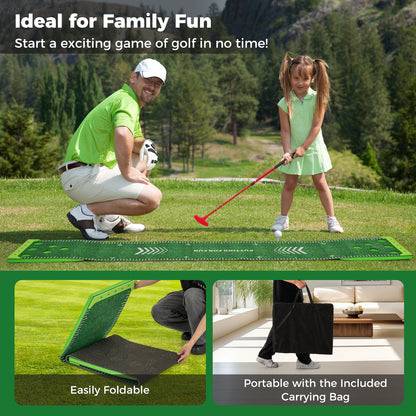 Golf Pong Game Set Portable Putting Green Mat