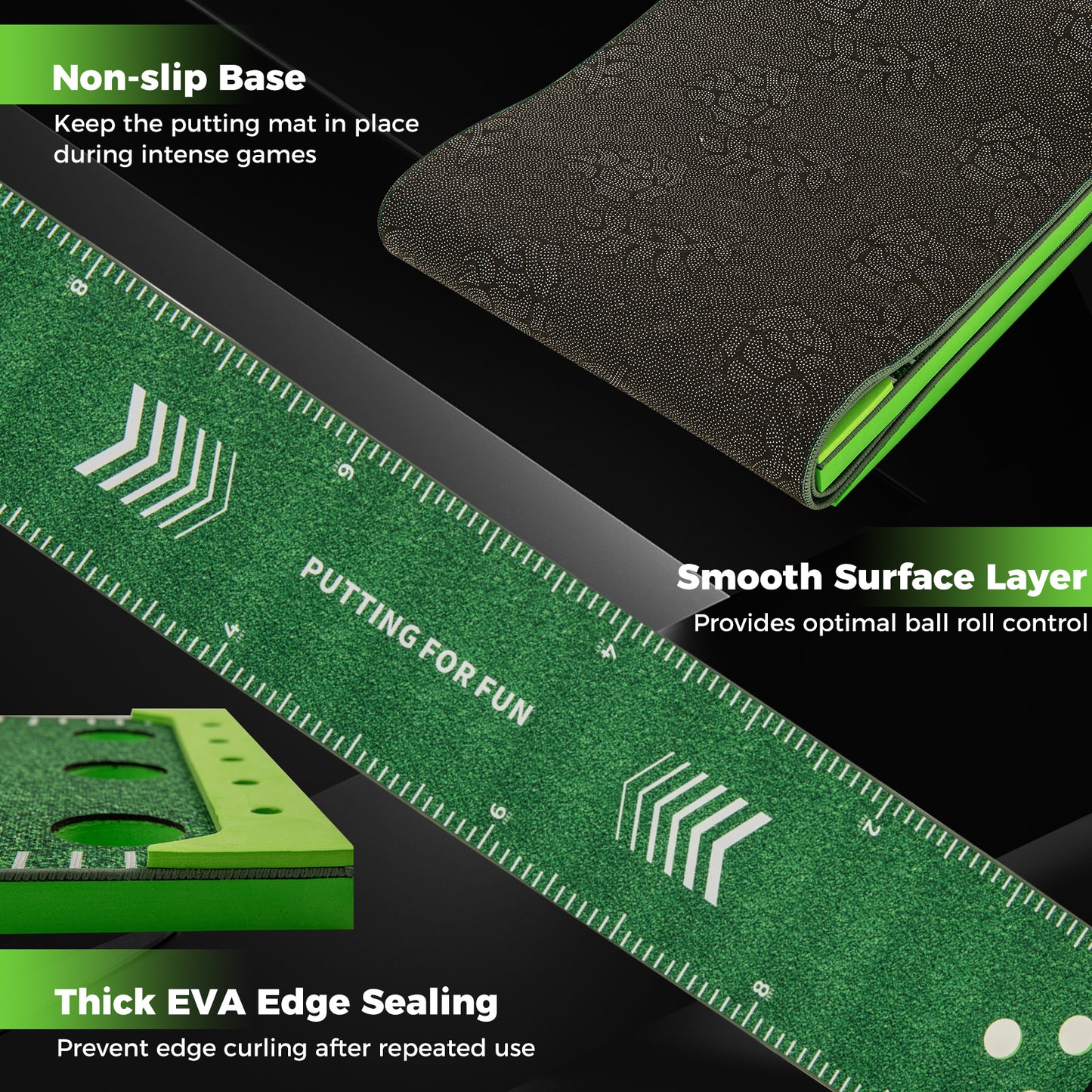 Golf Pong Game Set Portable Putting Green Mat