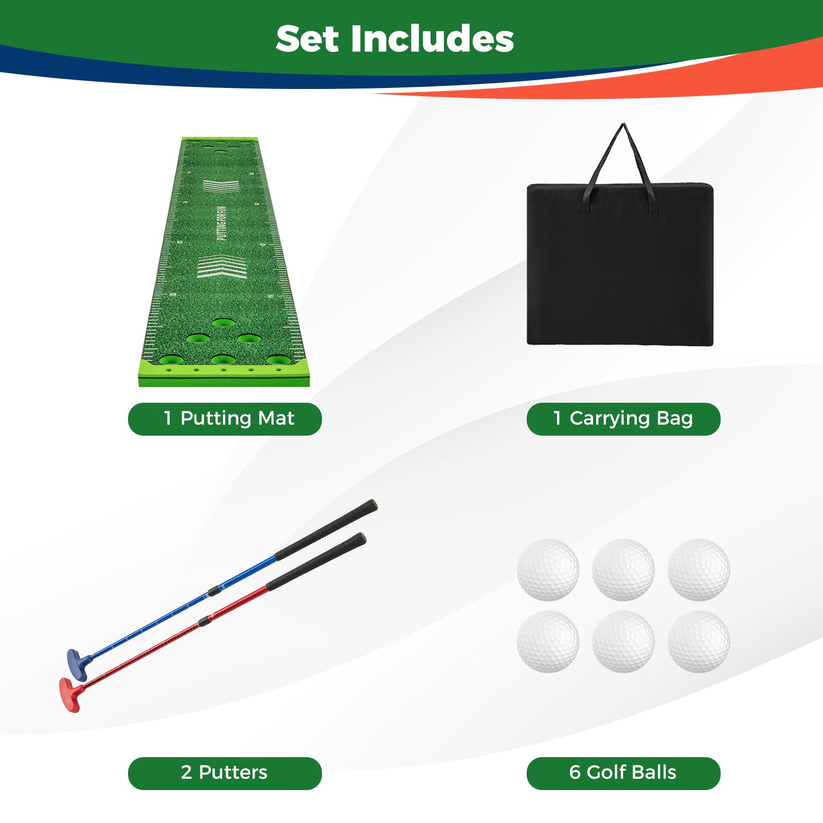 Golf Pong Game Set Portable Putting Green Mat