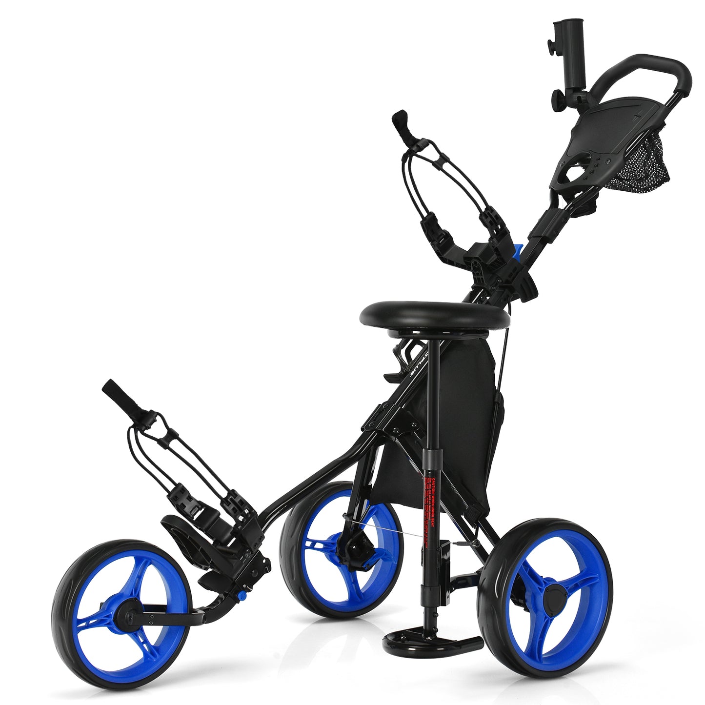 Golf Push Pull Cart Lightweight 3 Wheels Golf Push Cart-Blue