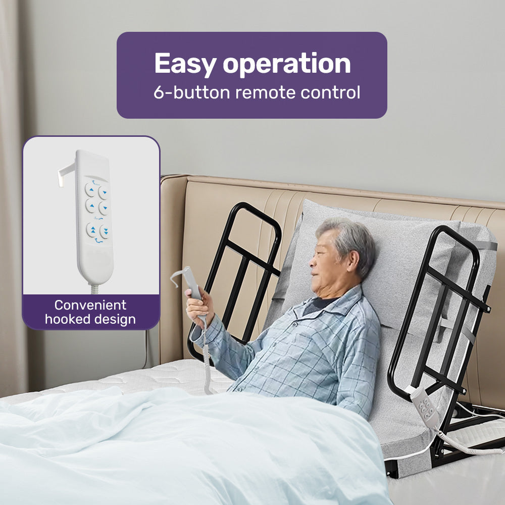 Electric Adjustable Bed with Remote, Dual Motor, Steel Frame, Grey Fabric