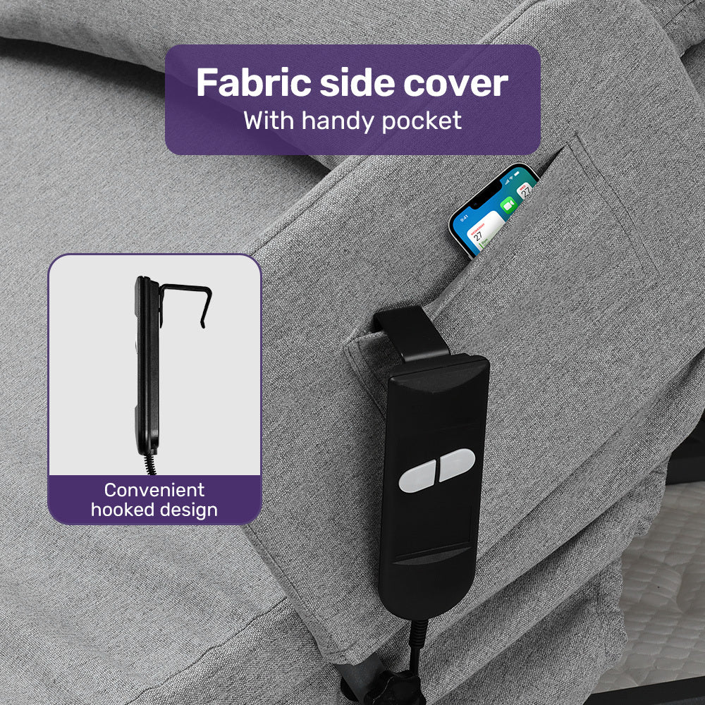 Electric Adjustable Backrest with Remote, Steel Frame, Supports 110kg, Grey