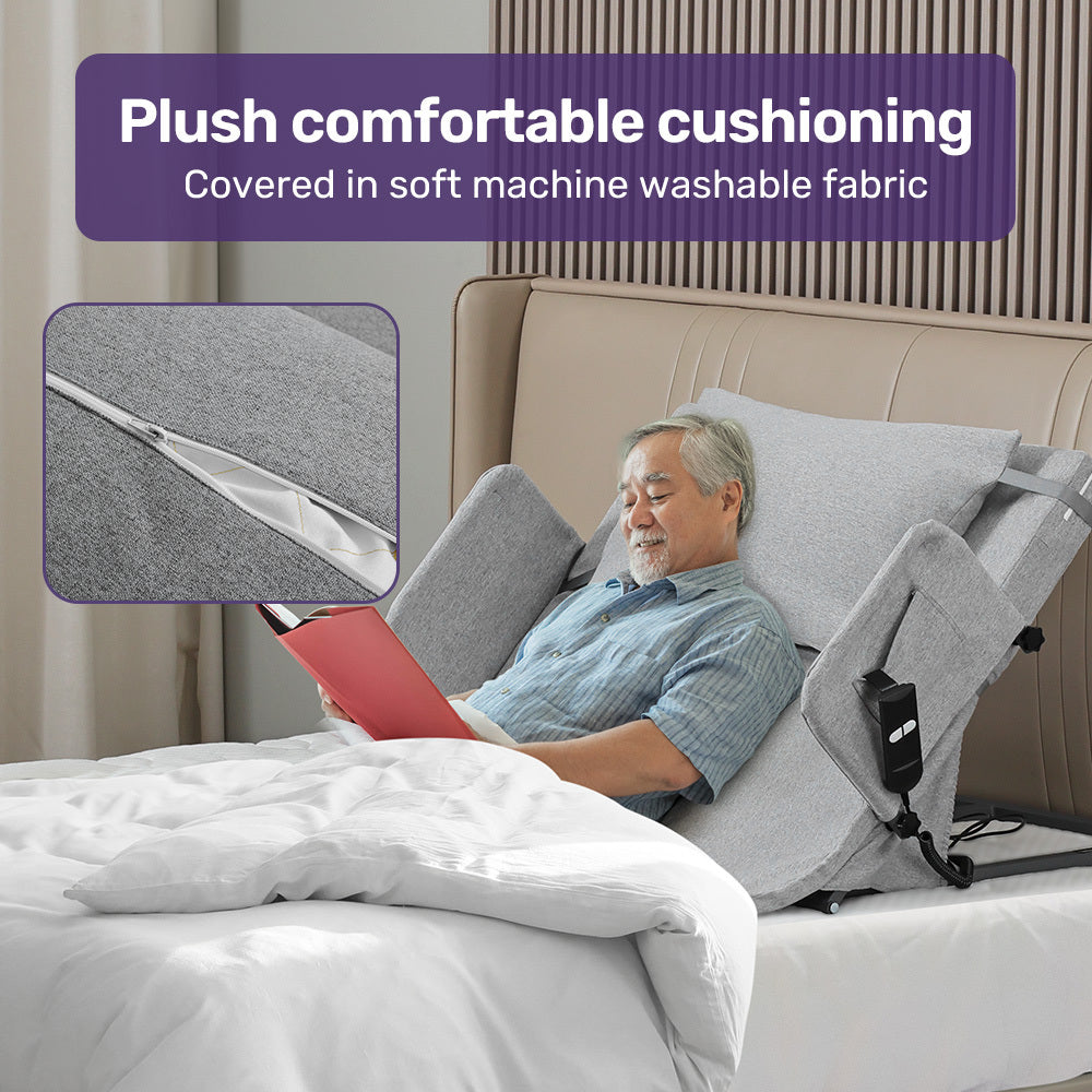 Electric Adjustable Bed Backrest with Remote, 0.65m Lift, Supports 110kg, Grey