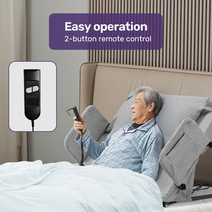 Electric Adjustable Bed Backrest with Remote, 0.65m Lift, Supports 110kg, Grey