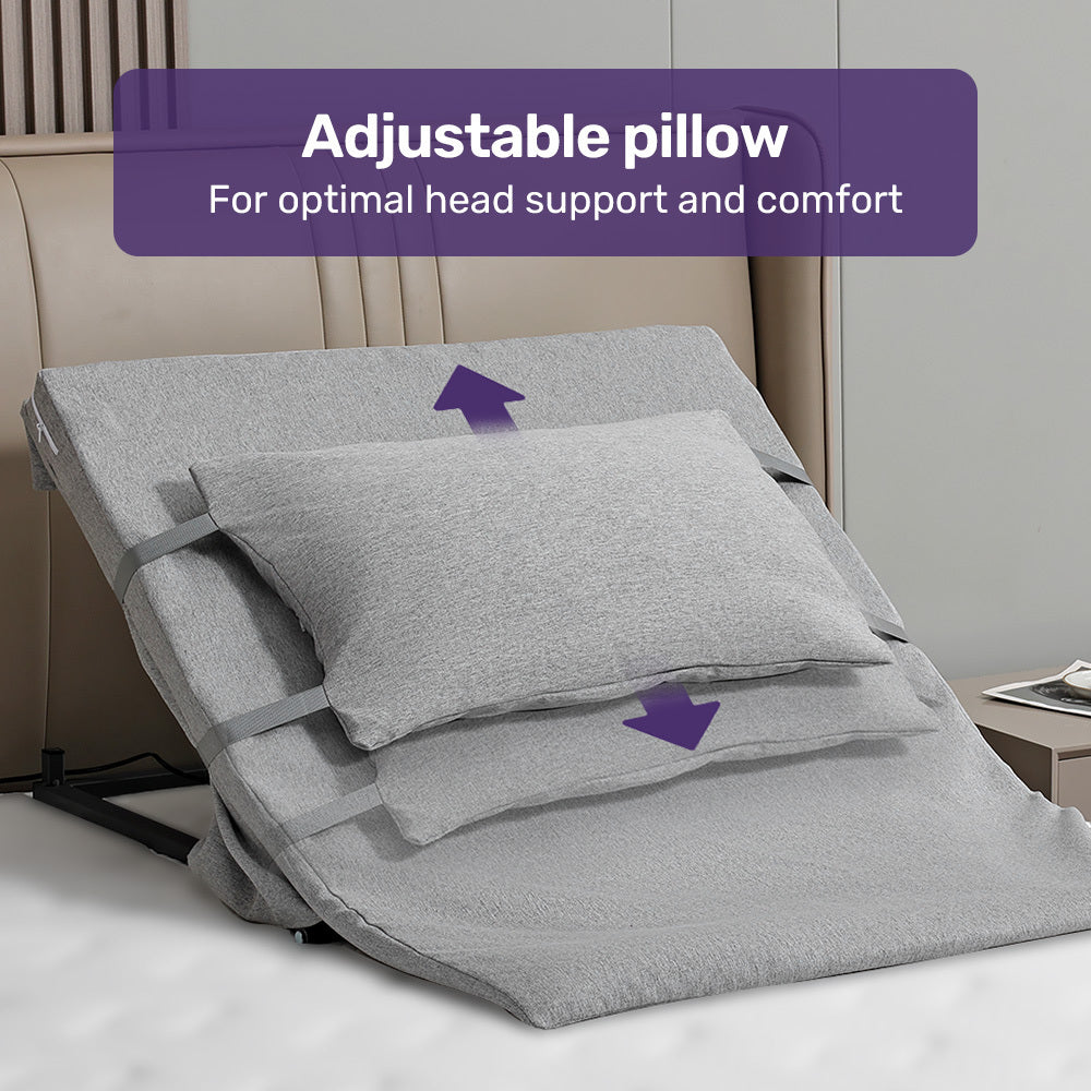 Electric Adjustable Bed Backrest with Remote, 0.65m Lift, Supports 110kg, Grey