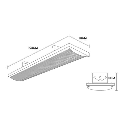 2400W Outdoor Radiant Heater, Slimline Electric Panel, 2.4m Adjustable Mount