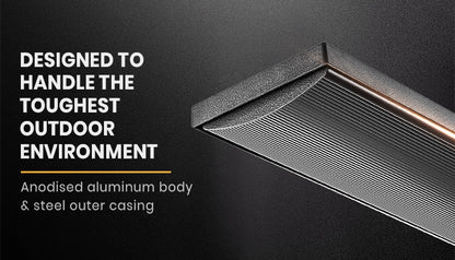 1800W Outdoor Electric Radiant Heater - Slimline Panel, 1.8m, Silent Operation