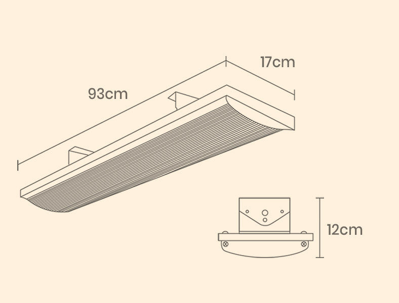 1800W Outdoor Electric Radiant Heater - Slimline Panel, 1.8m, Silent Operation
