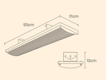 1800W Outdoor Electric Radiant Heater - Slimline Panel, 1.8m, Silent Operation