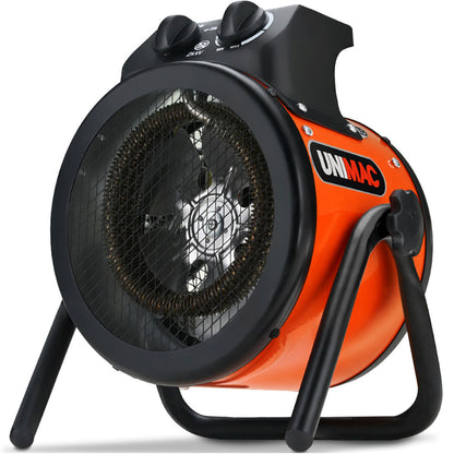 2kW Industrial Electric Space Fan Heater, Tilt Angle, Fast Heating, 2 Heat Settings, Portable for Workshop and Garage Use