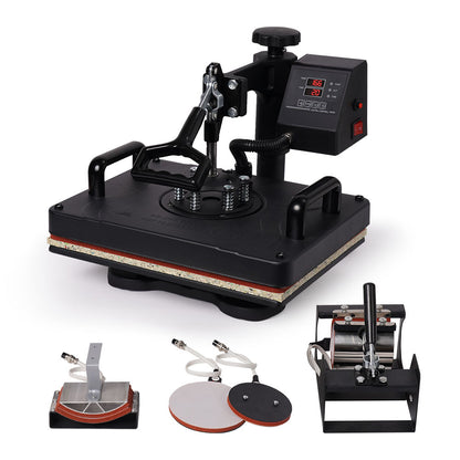 5-in-1 Heat Press Machine with 0.38x0.29m Plate for T-Shirts, Mugs, Caps & More