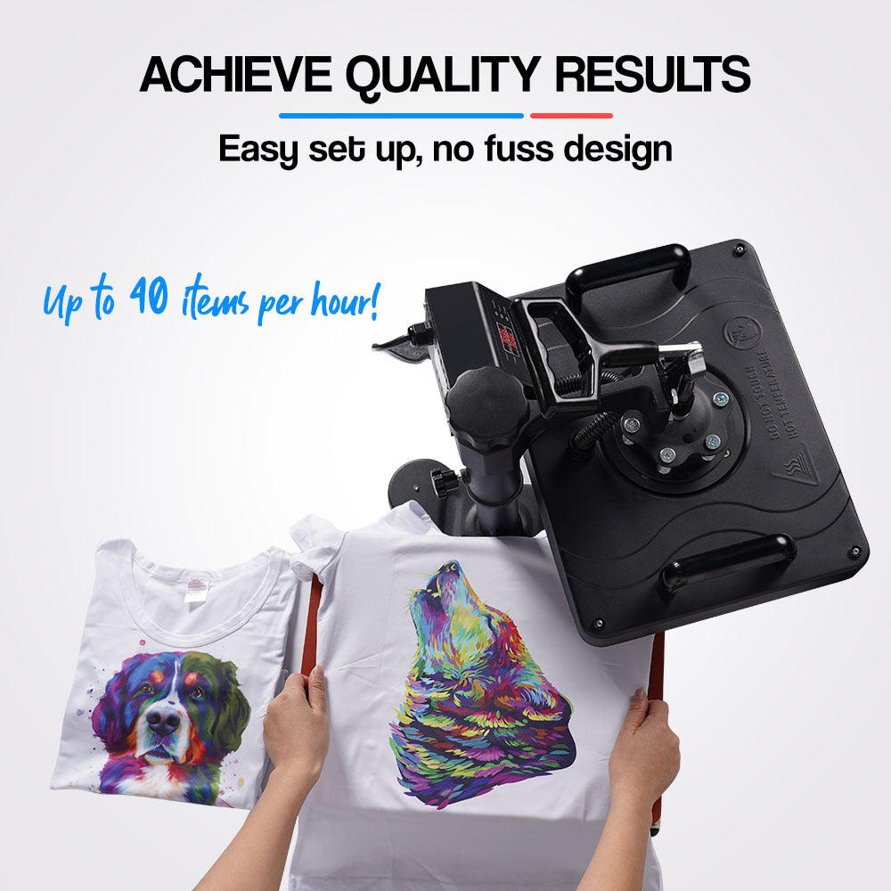 5-in-1 Heat Press Machine with 0.38x0.29m Plate for T-Shirts, Mugs, Caps & More