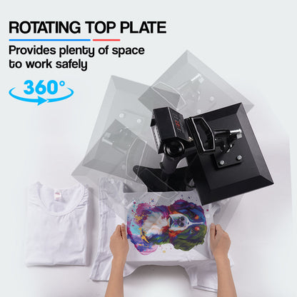 30x23cm Swing-Away Heat Press Machine with 360° Rotation and Digital Control
