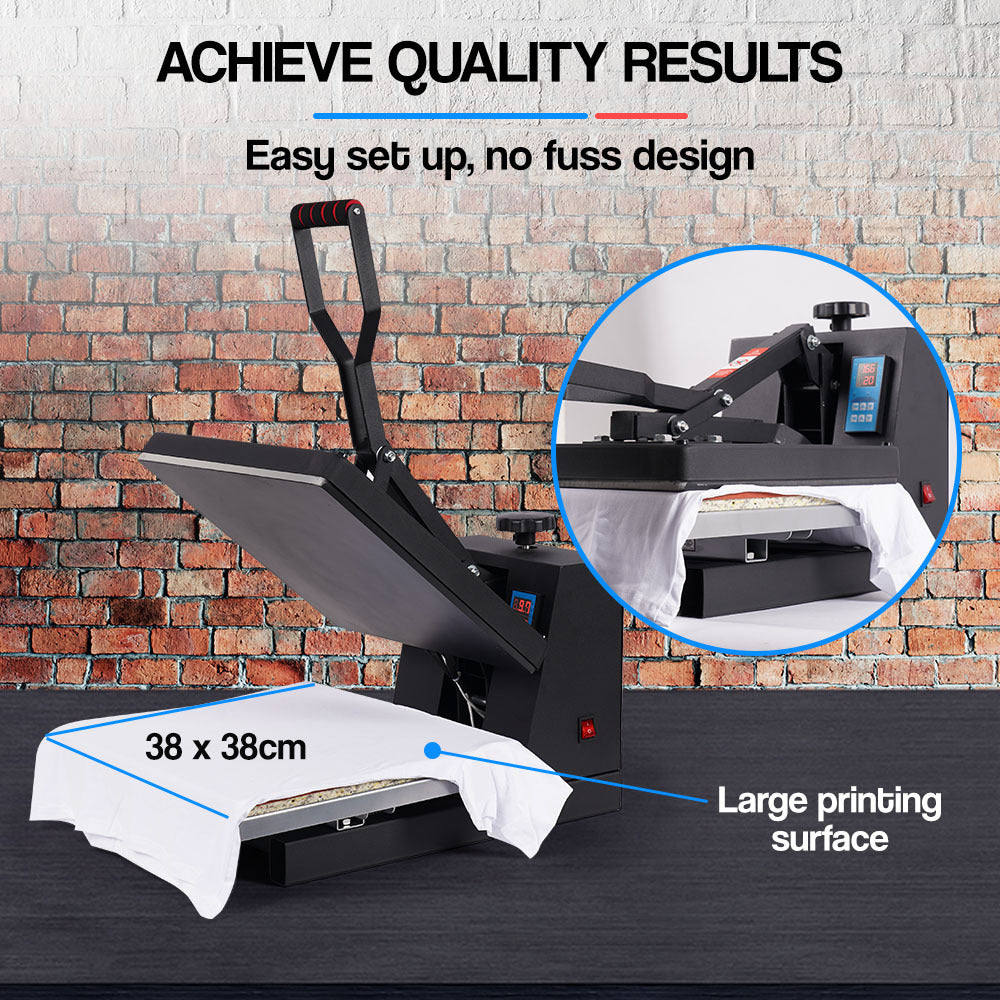 38x38cm Heat Press Machine for T-Shirts, Bags & More - Digital Control