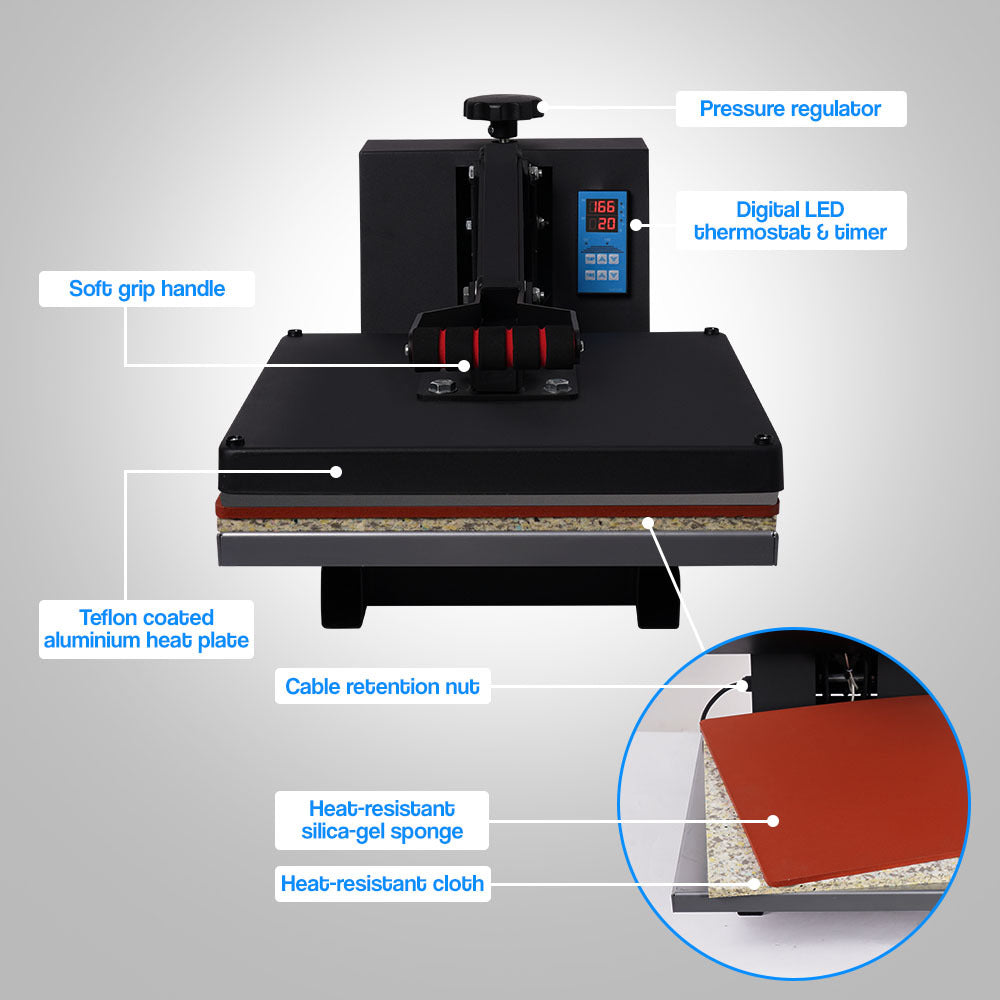 38x38cm Heat Press Machine for T-Shirts, Bags & More - Digital Control