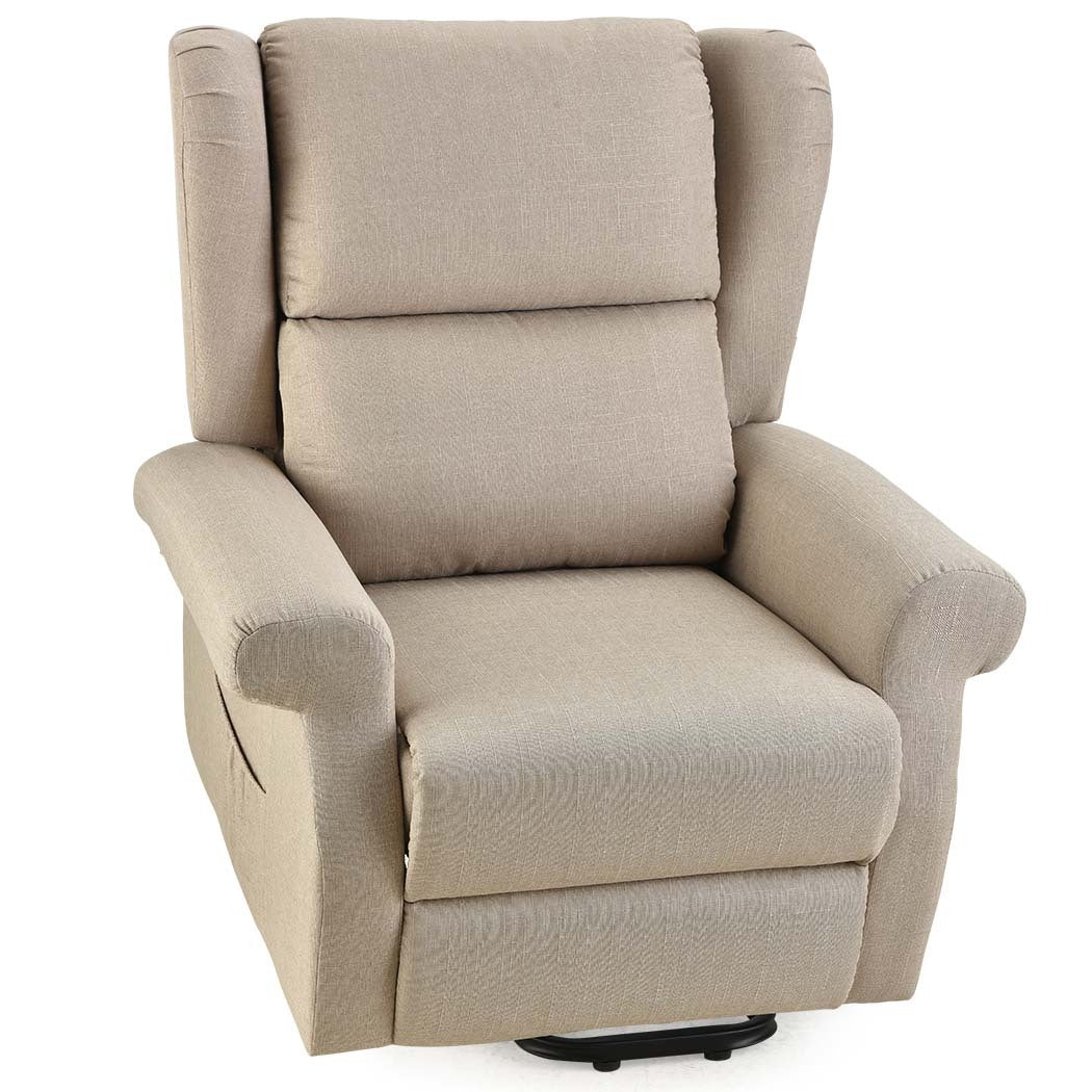 Electric Recliner Lift Chair with Heat & Massage for Seniors - Beige, 0.35m Recline