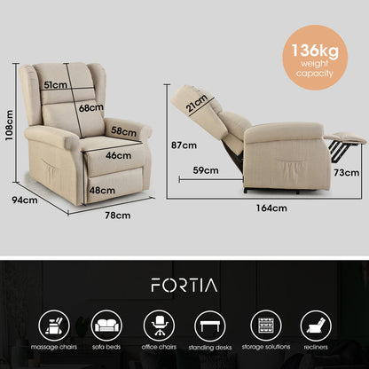 Electric Recliner Lift Chair with Heat & Massage for Seniors - Beige, 0.35m Recline