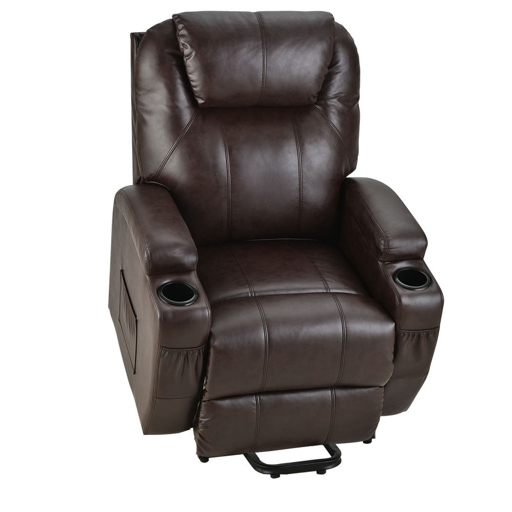 Electric Recliner Lift Chair with Massage & Heat Therapy for Elderly, Dark Crimson