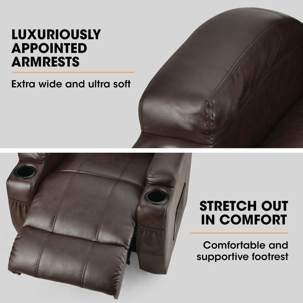 Electric Recliner Lift Chair with Massage & Heat Therapy for Elderly, Dark Crimson