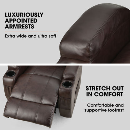 Electric Recliner Lift Chair with Massage & Heat Therapy for Elderly, Dark Crimson