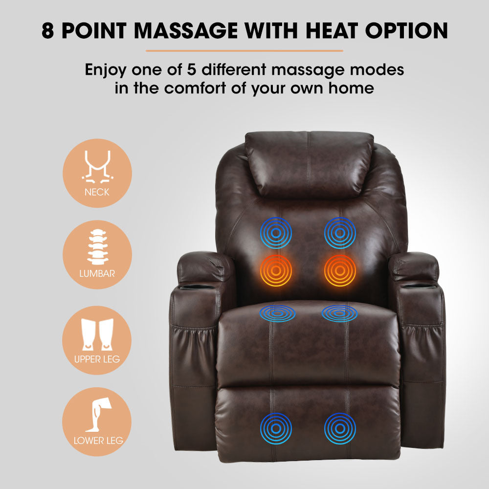 Electric Recliner Lift Chair with Massage & Heat Therapy for Elderly, Dark Crimson