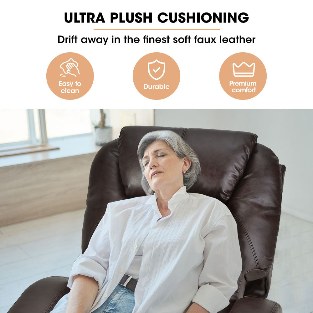 Electric Recliner Lift Chair with Massage & Heat Therapy for Elderly, Dark Crimson