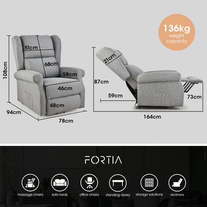 Electric Lift Recliner Chair with Massage & Heat Therapy, 140° Recline, Grey