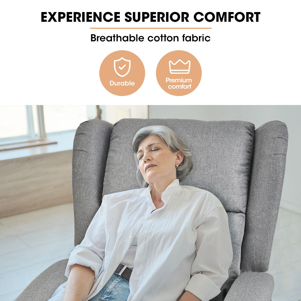 Electric Lift Recliner Chair with Massage & Heat Therapy, 140° Recline, Grey