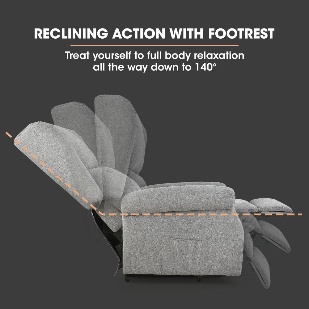 Electric Lift Recliner Chair with Massage & Heat Therapy, 140° Recline, Grey