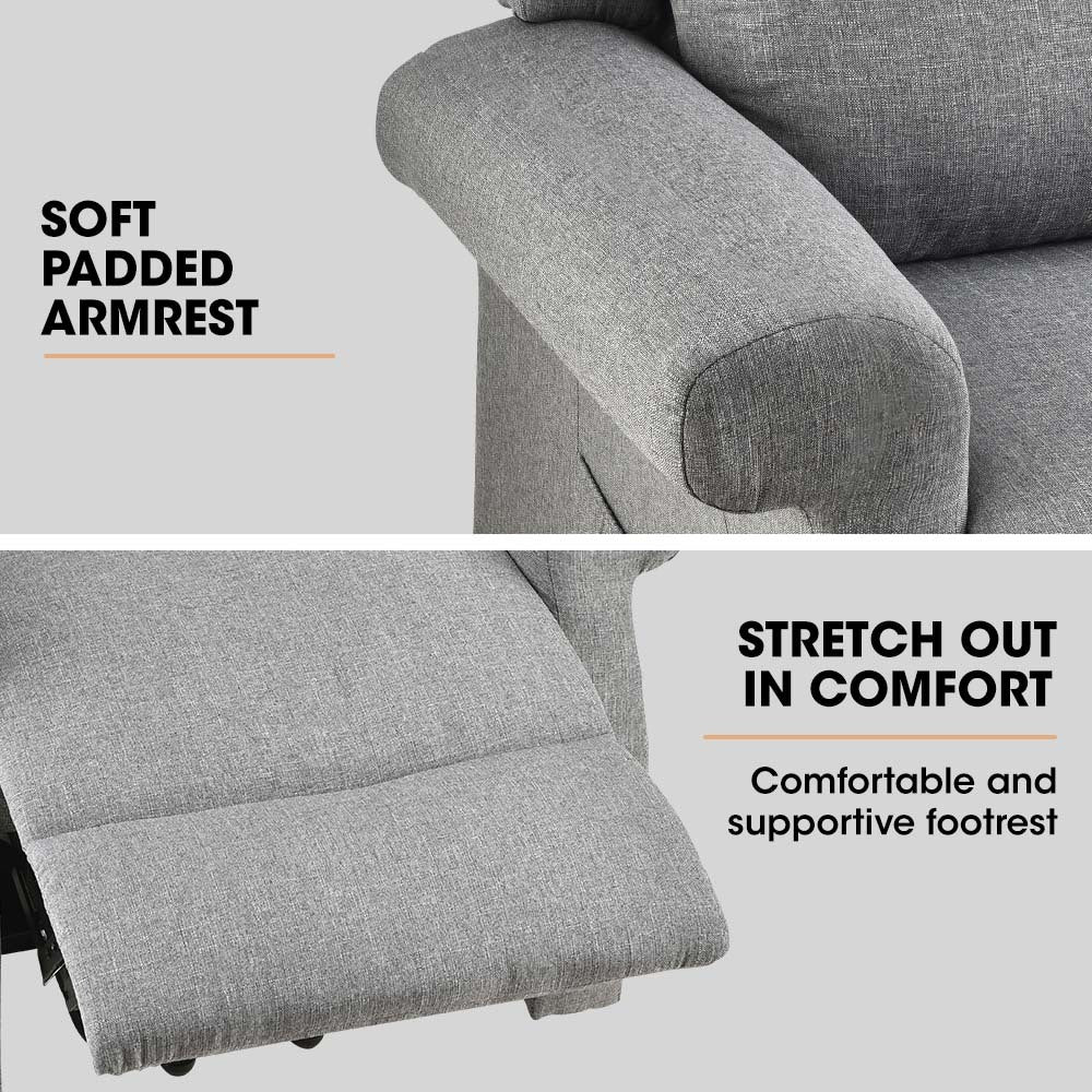 Electric Lift Recliner Chair with Massage & Heat Therapy, 140° Recline, Grey
