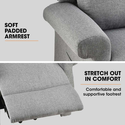 Electric Lift Recliner Chair with Massage & Heat Therapy, 140° Recline, Grey