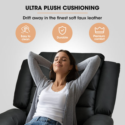 Luxury Recliner Lounge Chair - Faux Leather Armchair for Home Theatre